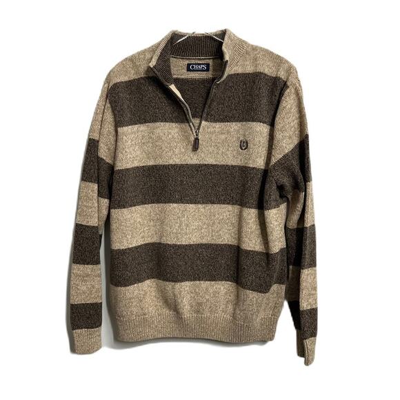 Men's Chaps Zip Up Sweater Two Tone Brown XL - Picture 2 of 4